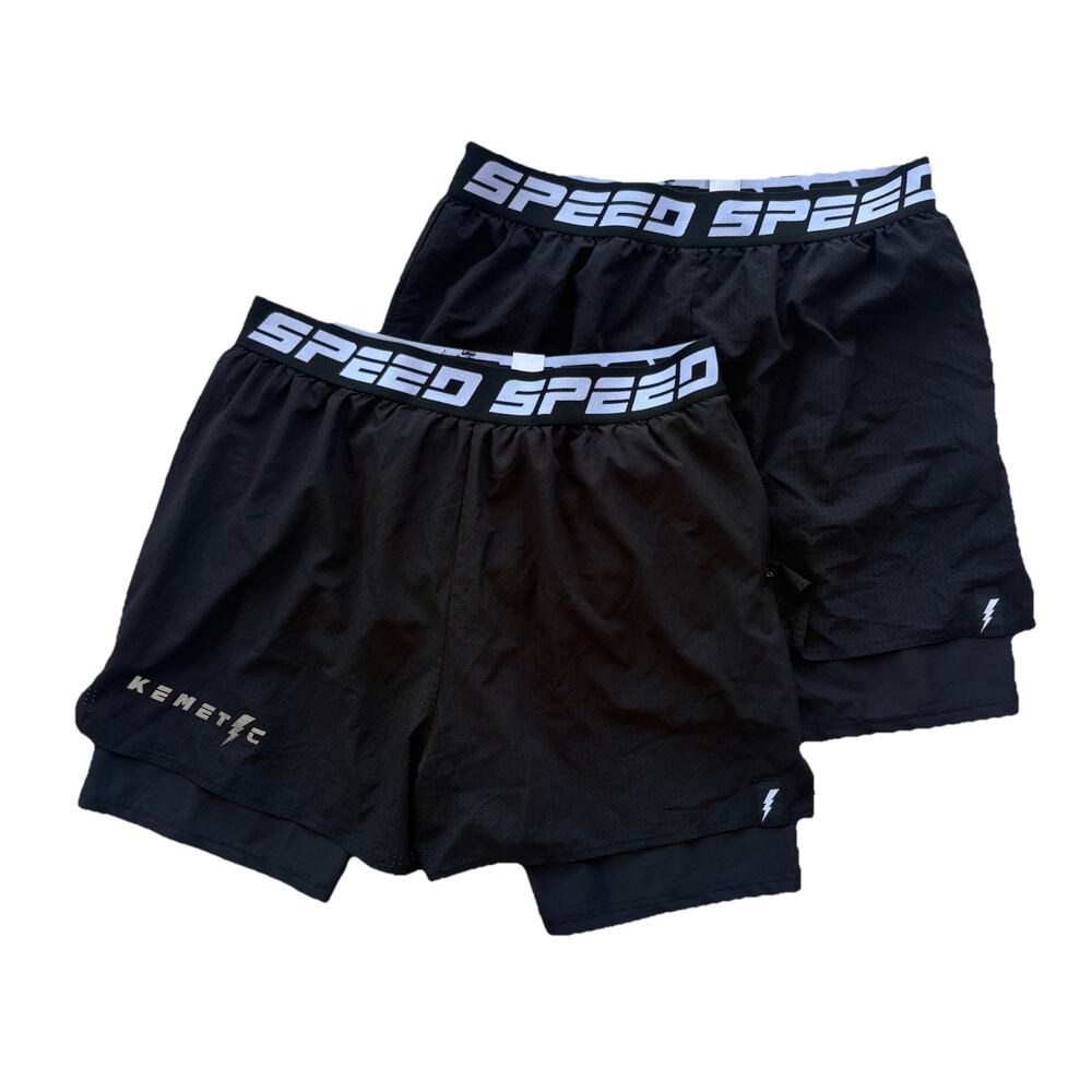 Never Rolled Kemetic Speed Shorts Lot Of 2 Bike Athleisure Mens Size XL Black
